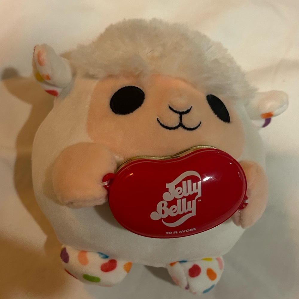 Jelly Belly White and Red Plush Lamb Toy